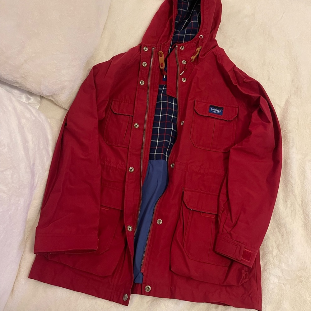 Red rain jacket